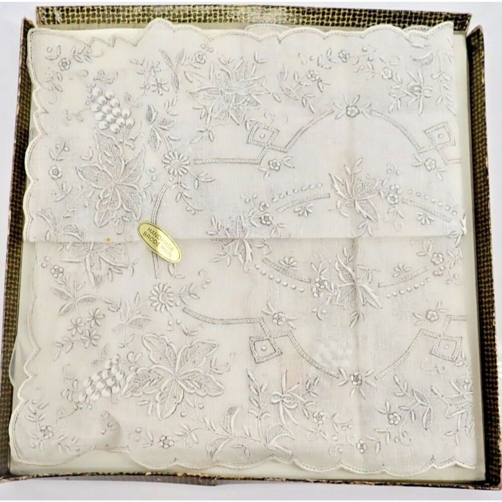 Swiss Appenzell Hand Made Brode Main Bridal Hankie Lace Wedding Handkerchief NEW